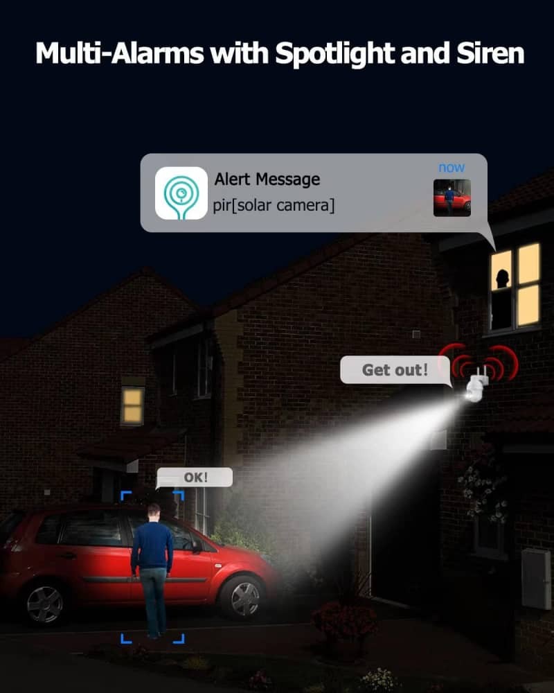 Rebluum 2K Solar Security Camera Wireless Outdoor 360° PTZ Night Vision WiFi