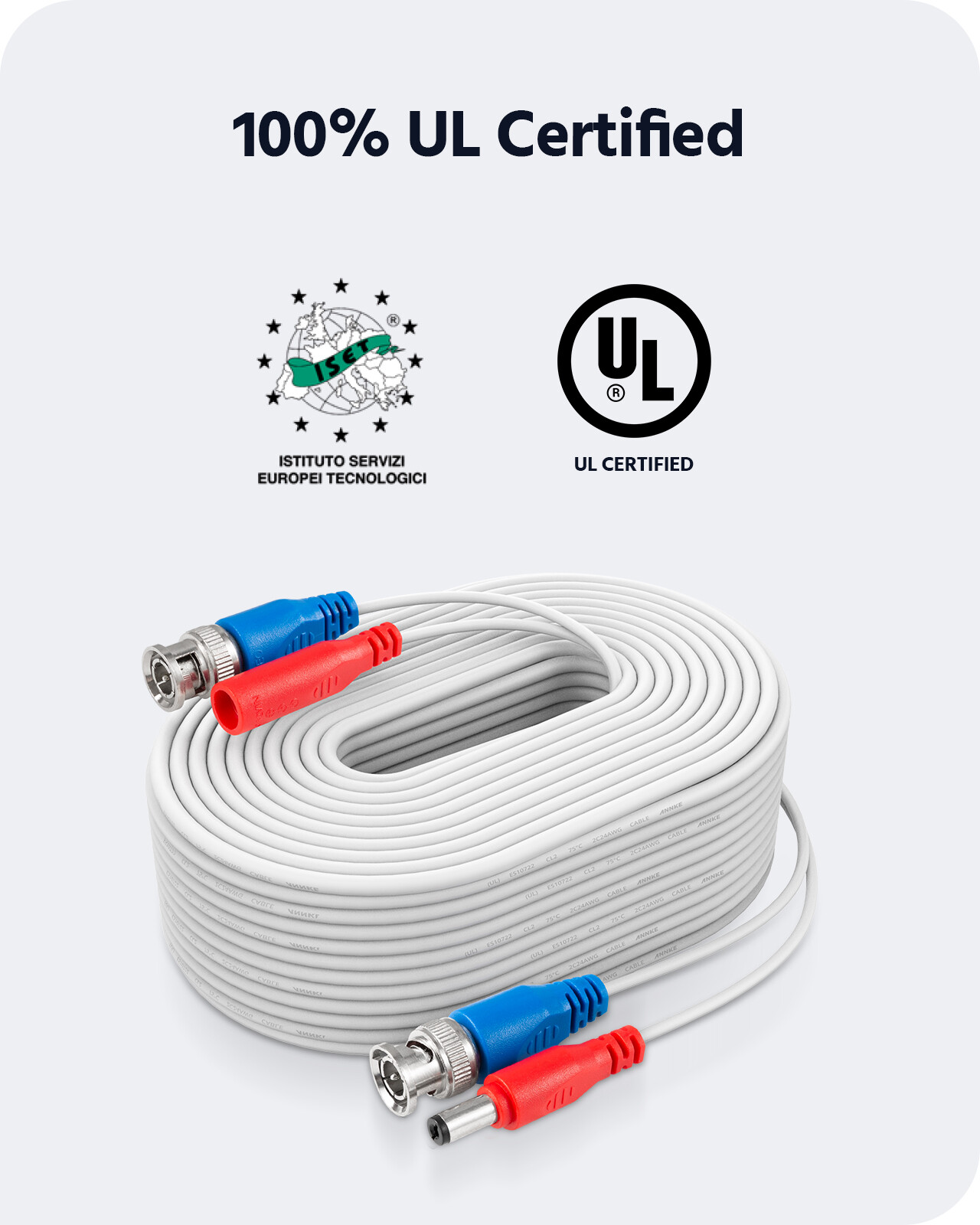 ANNKE 4X 100ft White Video Power Cable BNC RCA Wire for Security Camera System