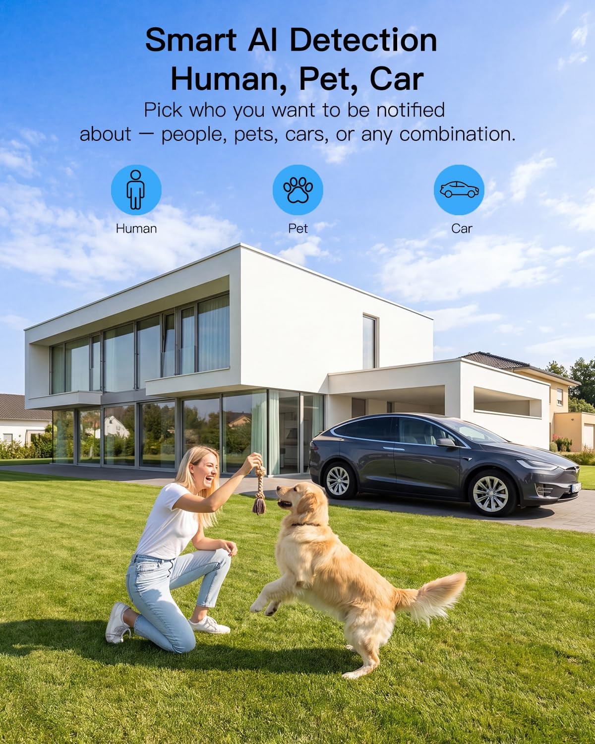 VIMTAG 2.5K 4MP Outdoor Security Camera, Pan/Tilt WiFi Home CCTV Black&White