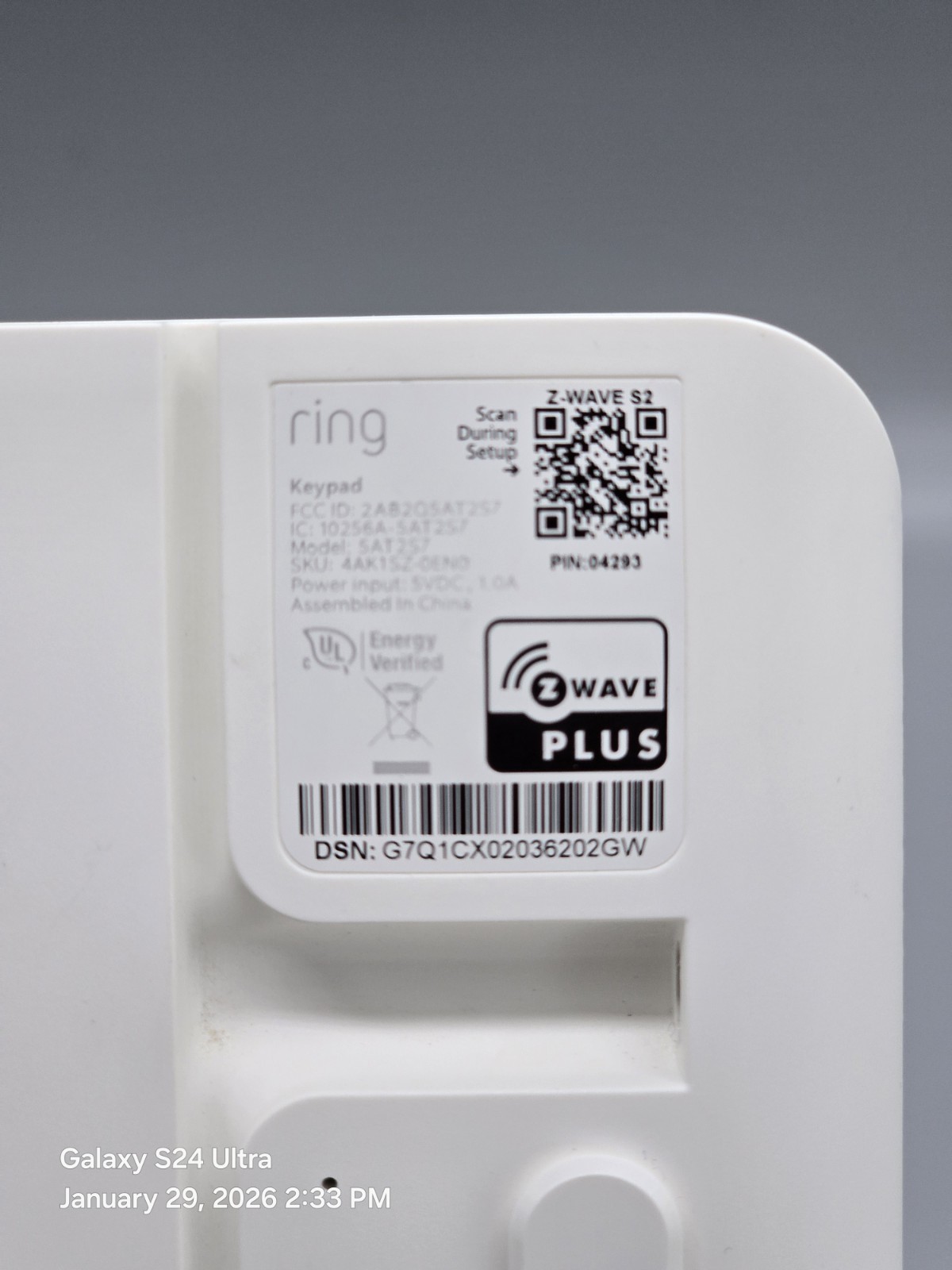 Ring Alarm Base Station US White 4HB1U9-0EN0 With Key Pad- tested