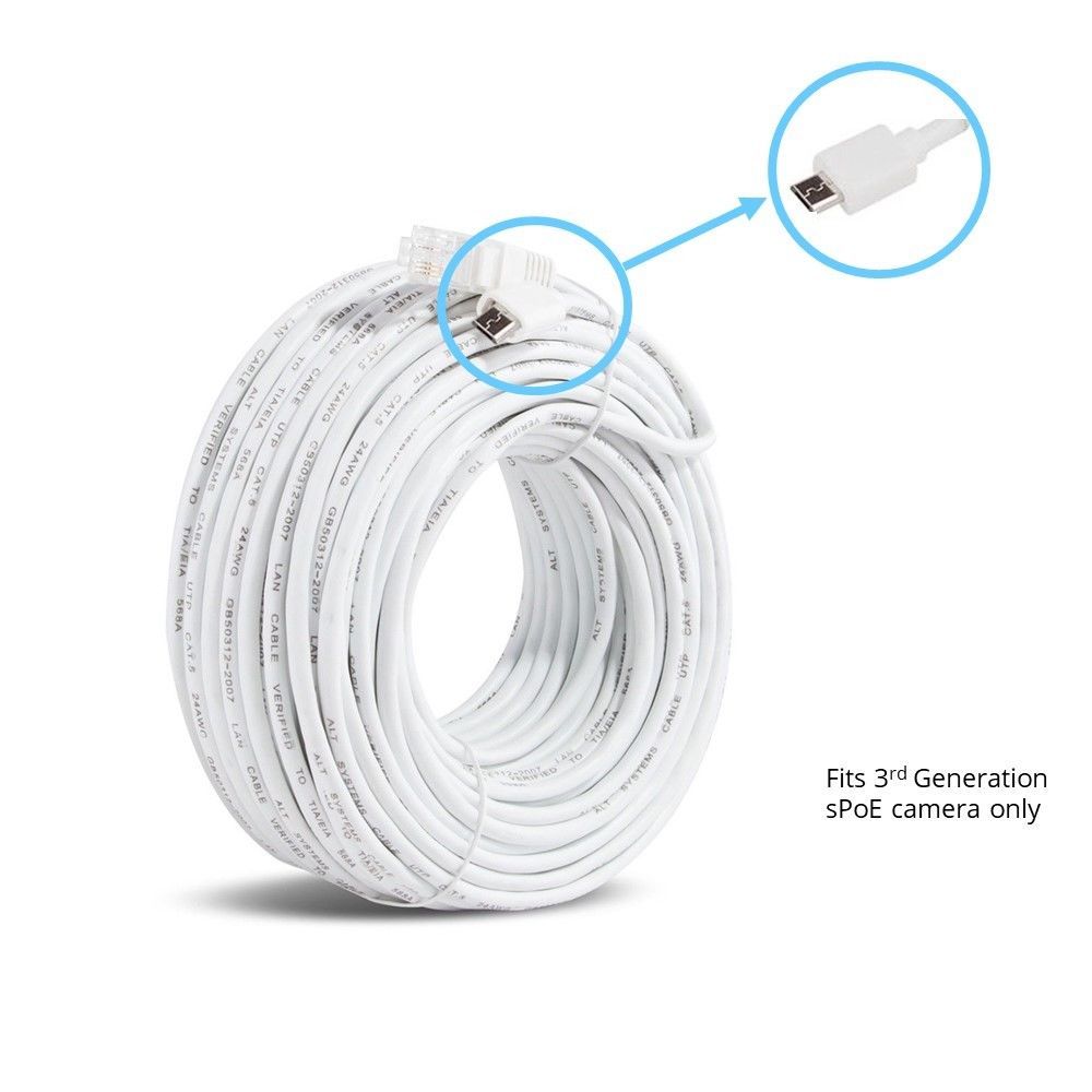 Zmodo Funlux 3rd Generation sPoE NVR MicroUSB Camera Cable W-USB025-M 80′ OEM