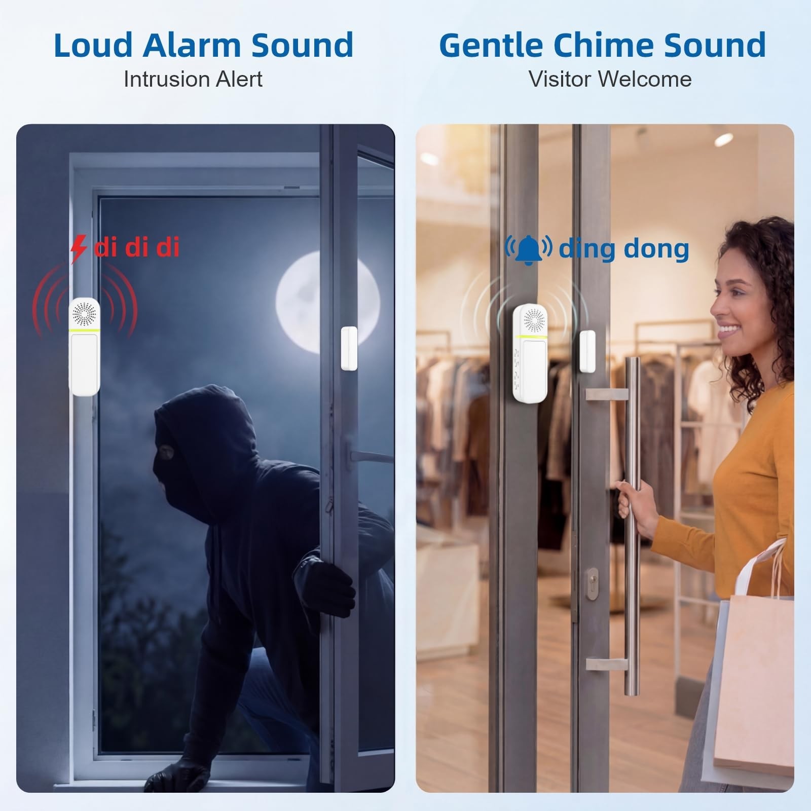 Door Alarm with Instant and Delayed Alerts 30s/1min/2min，Door Window Ajar Ala…