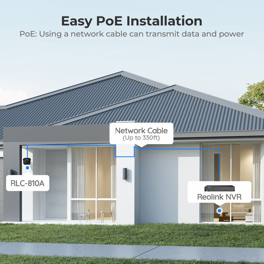 Reolink RLK8-800B4 4K Security Camera System 4pcs 4K PoE Camera 8CH NVR 2TB