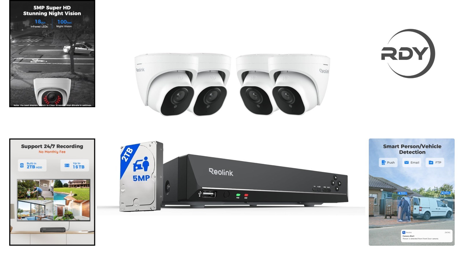 5MP HD Home Security Kit: 8CH Wired Cameras with App Control and Remote Access