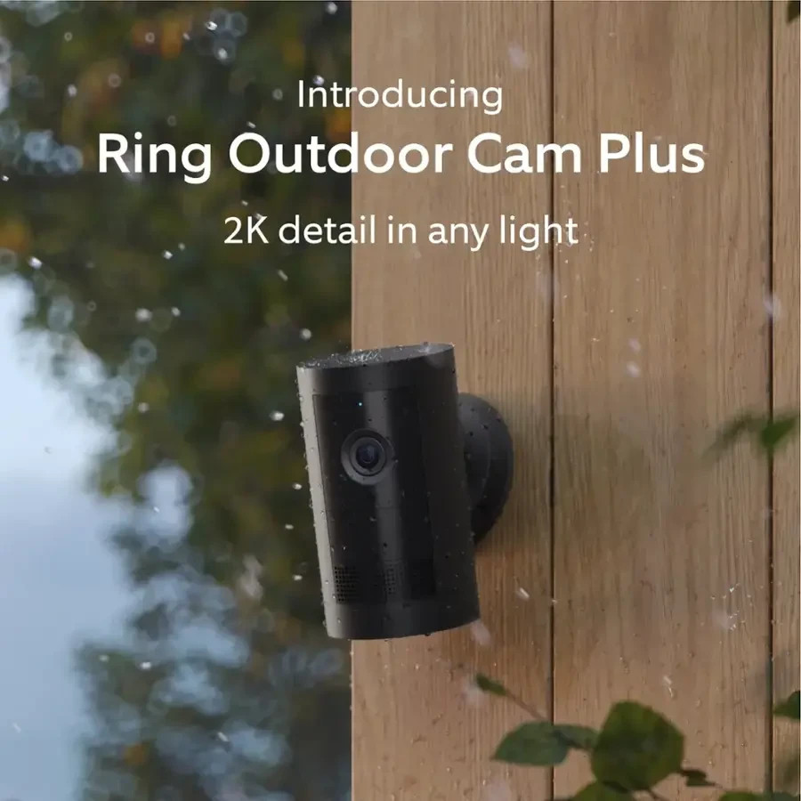 Ring Battery Doorbell Satin Nickel Smart Wi-Fi Video with Outdoor Cam Plus Black