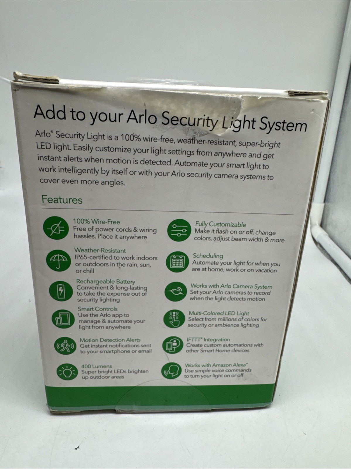 Arlo Indoor/Outdoor Smart Home Security Light Motion Sensor Add On AL1101-100NAS