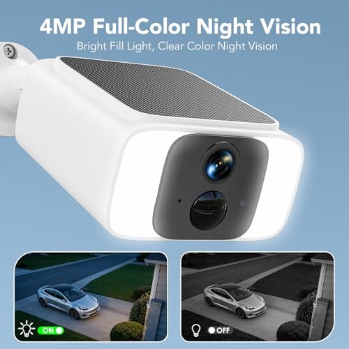 Solar Security Camera Outdoor, 2.4 & 5GHz WiFi Outdoor Security Camera 4MP