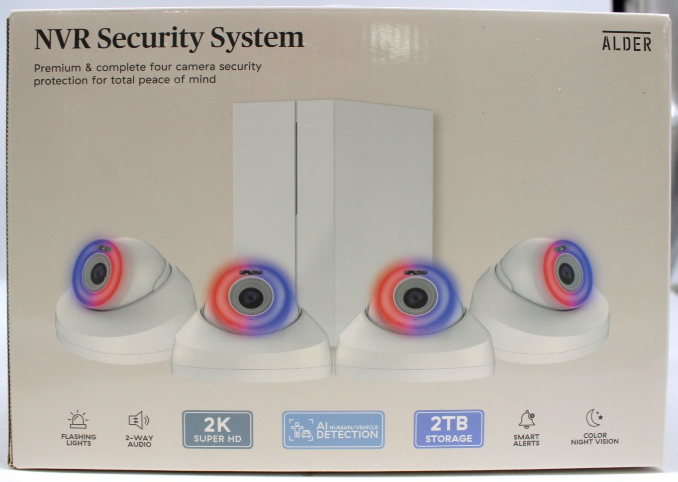 Alder NVR 4 Camera Security System 2K Super HD AI Human Detection Night Vision