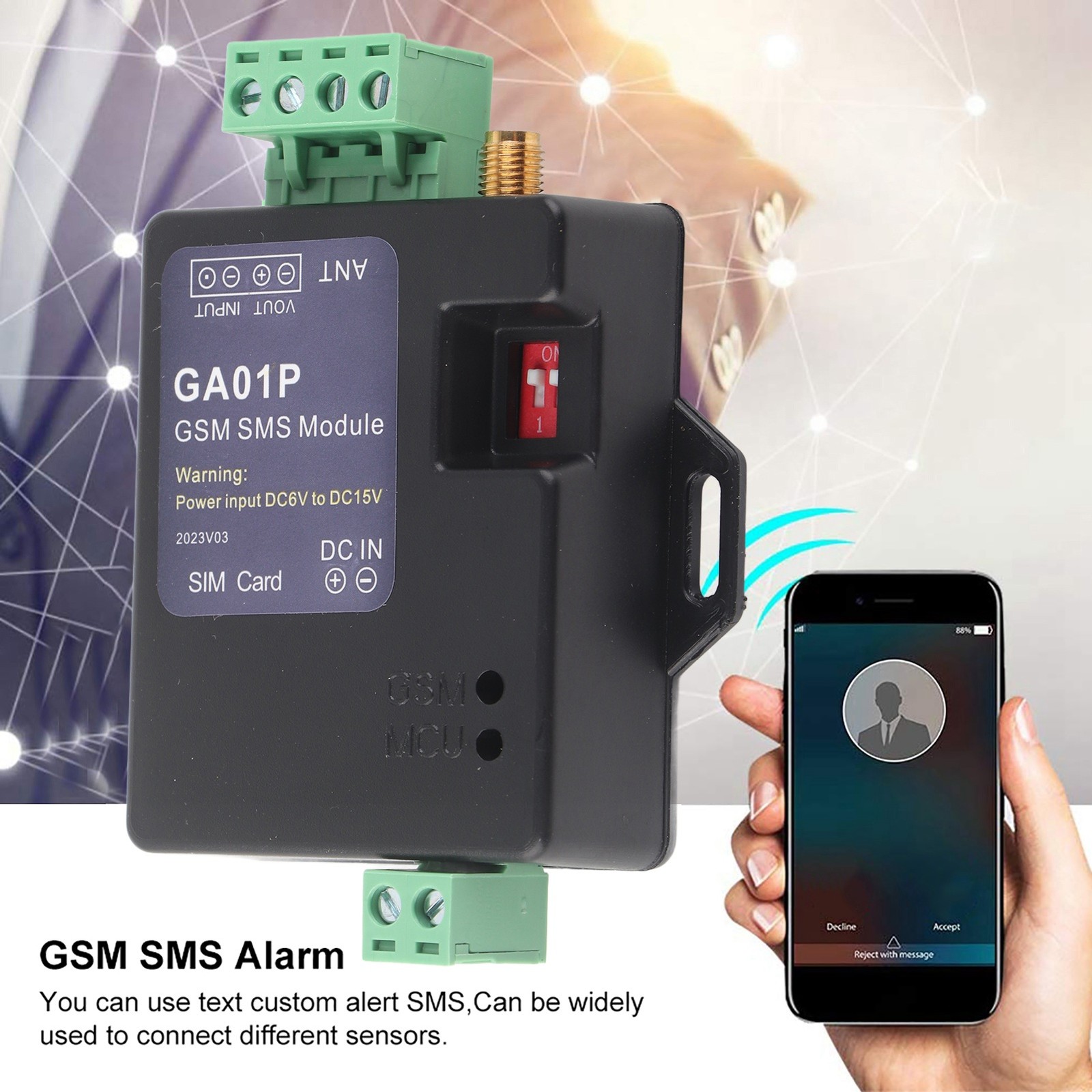 GA01P GSM SMS Calling Alarm Power Failure Remote Control Home Security Alert BEA