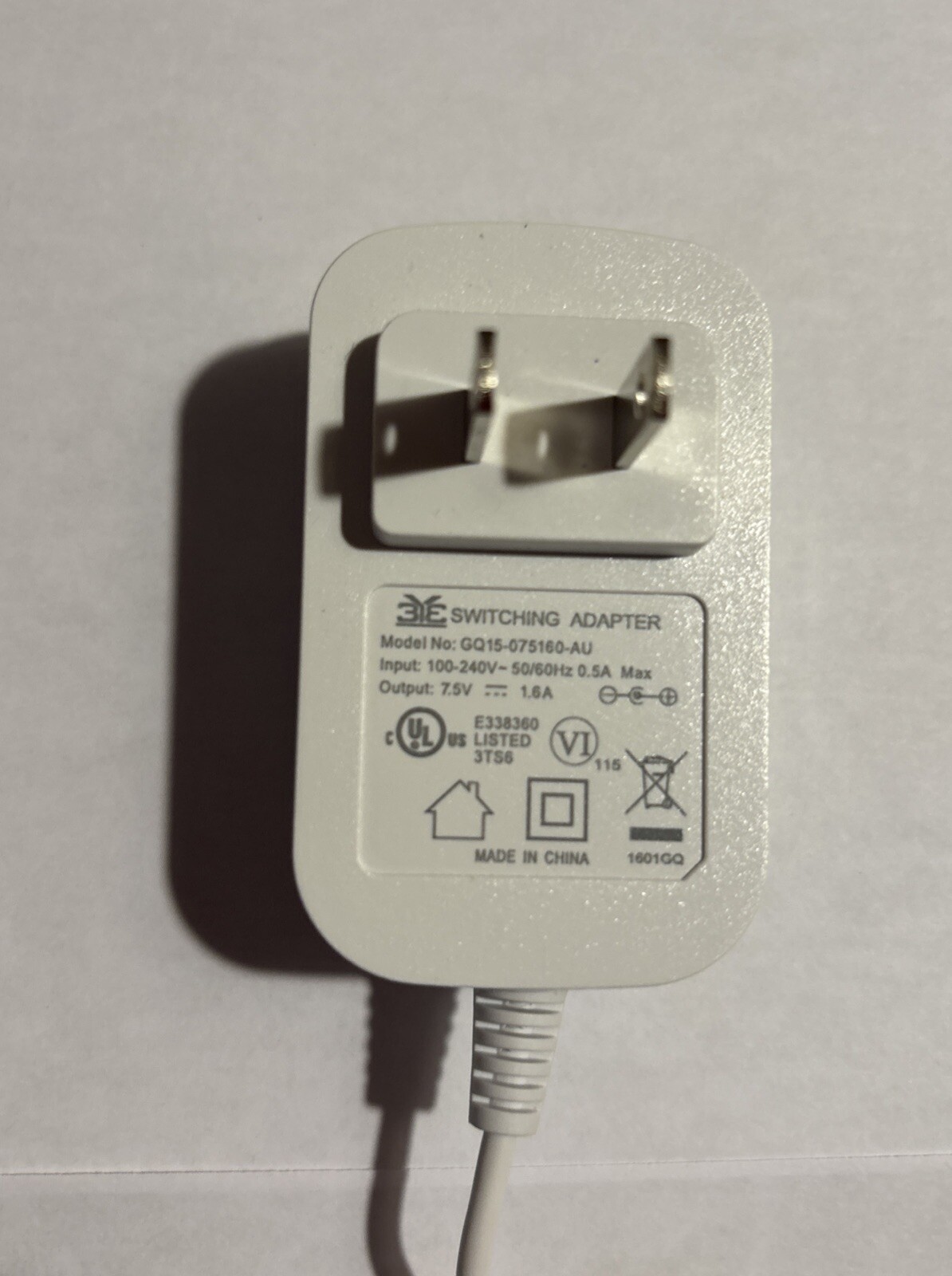 SimpliSafe BS2000 Power Supply Adapter Cord for Security System White