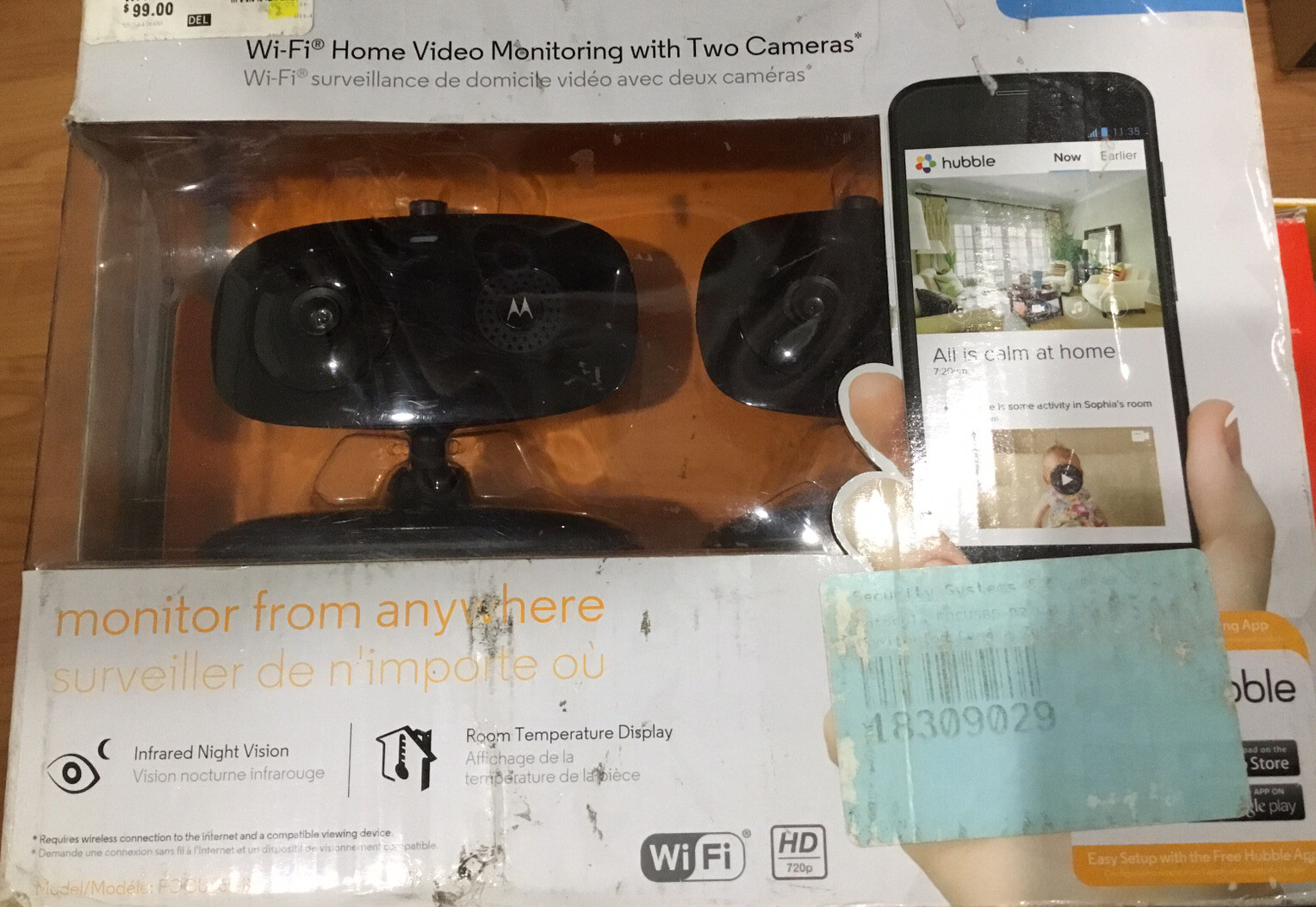 2X Motorola Focus66 Wifi HD Home Baby Monitoring Security Camera with Hubble