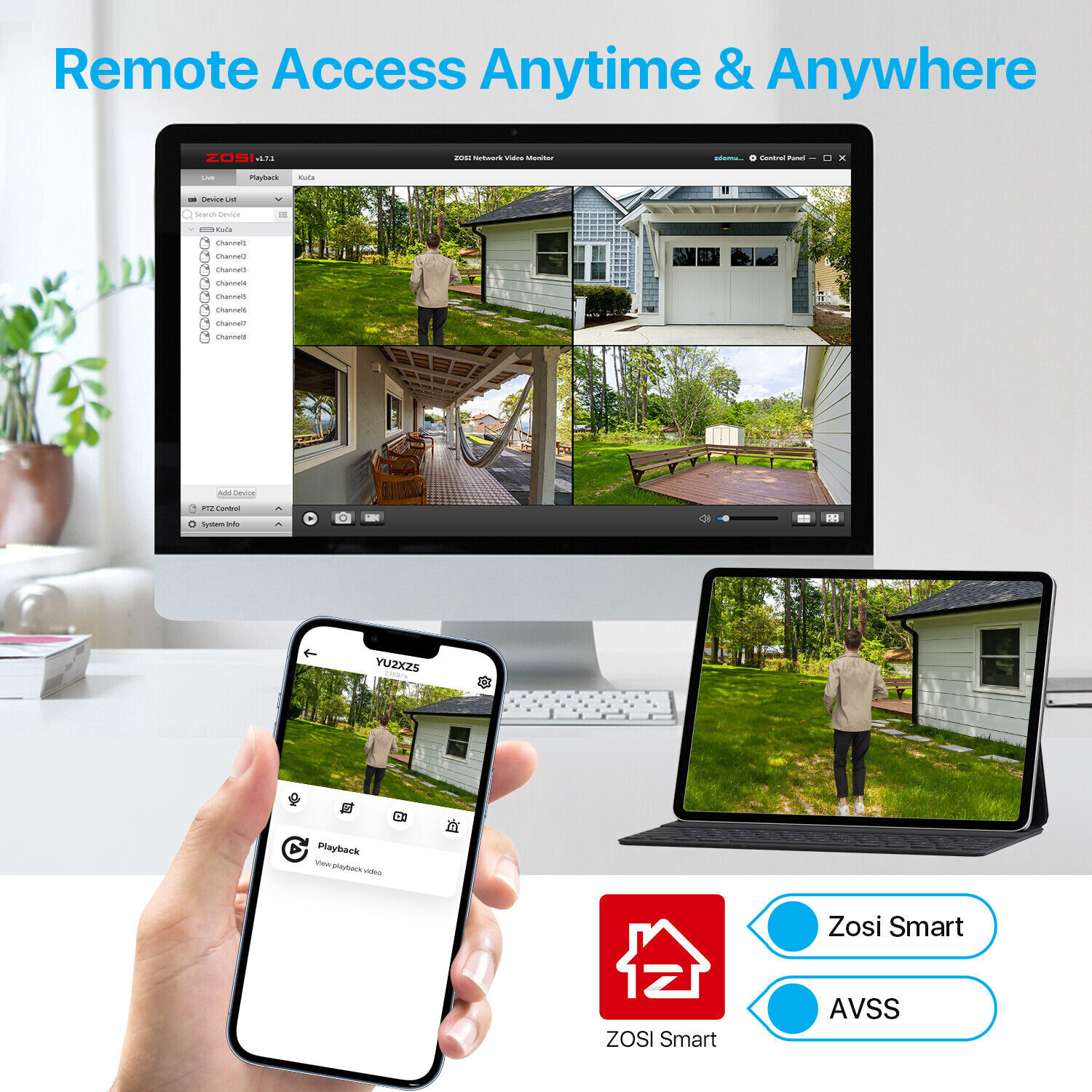 ZOSI 8CH 5MP Lite DVR 1080P 3MP HD wifi Wireless IP Security Camera System CCTV