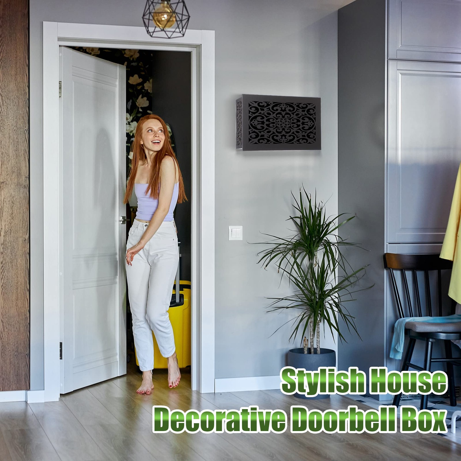 Saillong Doorbell Chime Cover Box Only, Wooden Classic, Dark Gray
