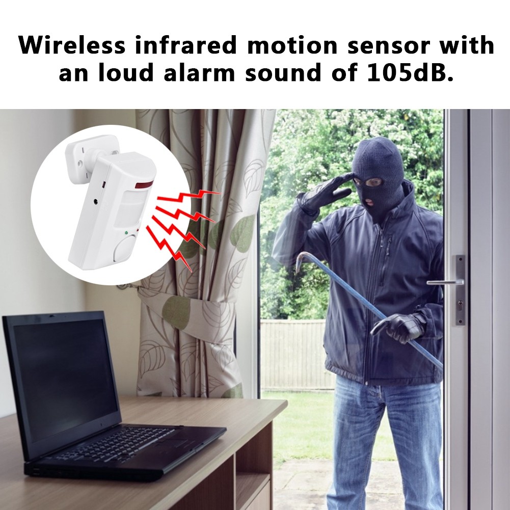 105dB Wireless Alarm System Infrared Motion Sensor Detector Wall Alert Home NEW