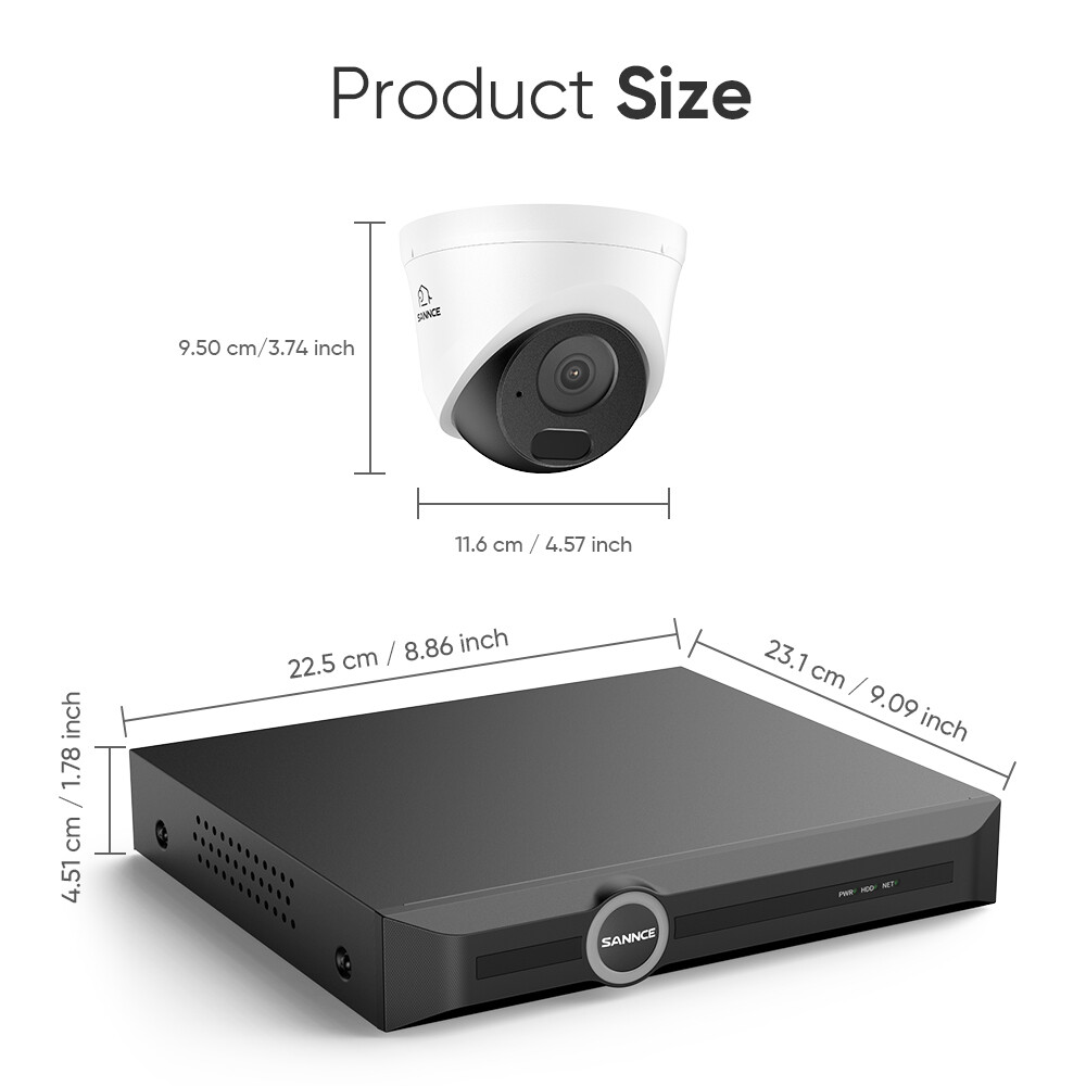 SANNCE 8CH 6MP NVR 3MP Audio Record POE Security Camera System Night Vision AI