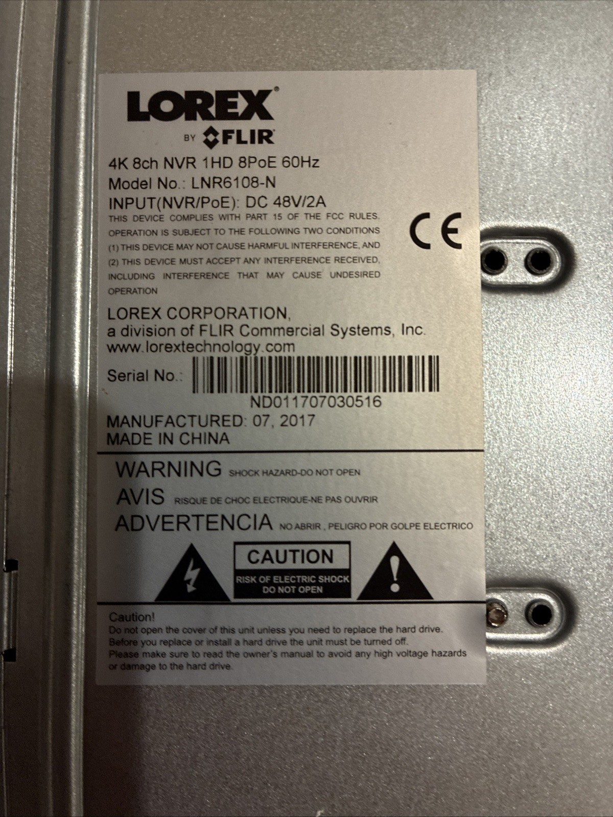 Lorex 4K Ultra HD NVR with 6 Cameras