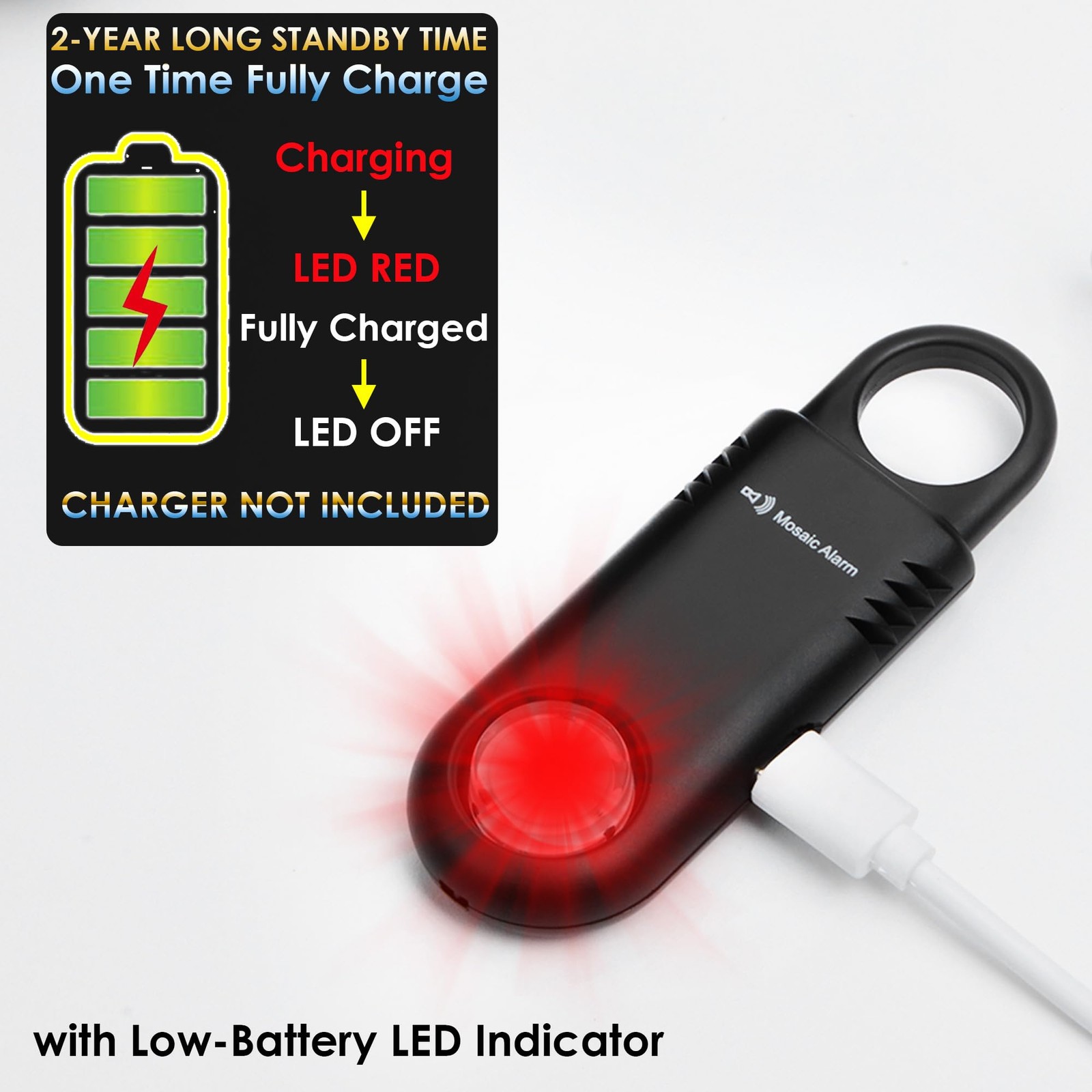 135dB Rechargeable Personal Safety Alarm Builtin UltraBright Flashlight. Non …