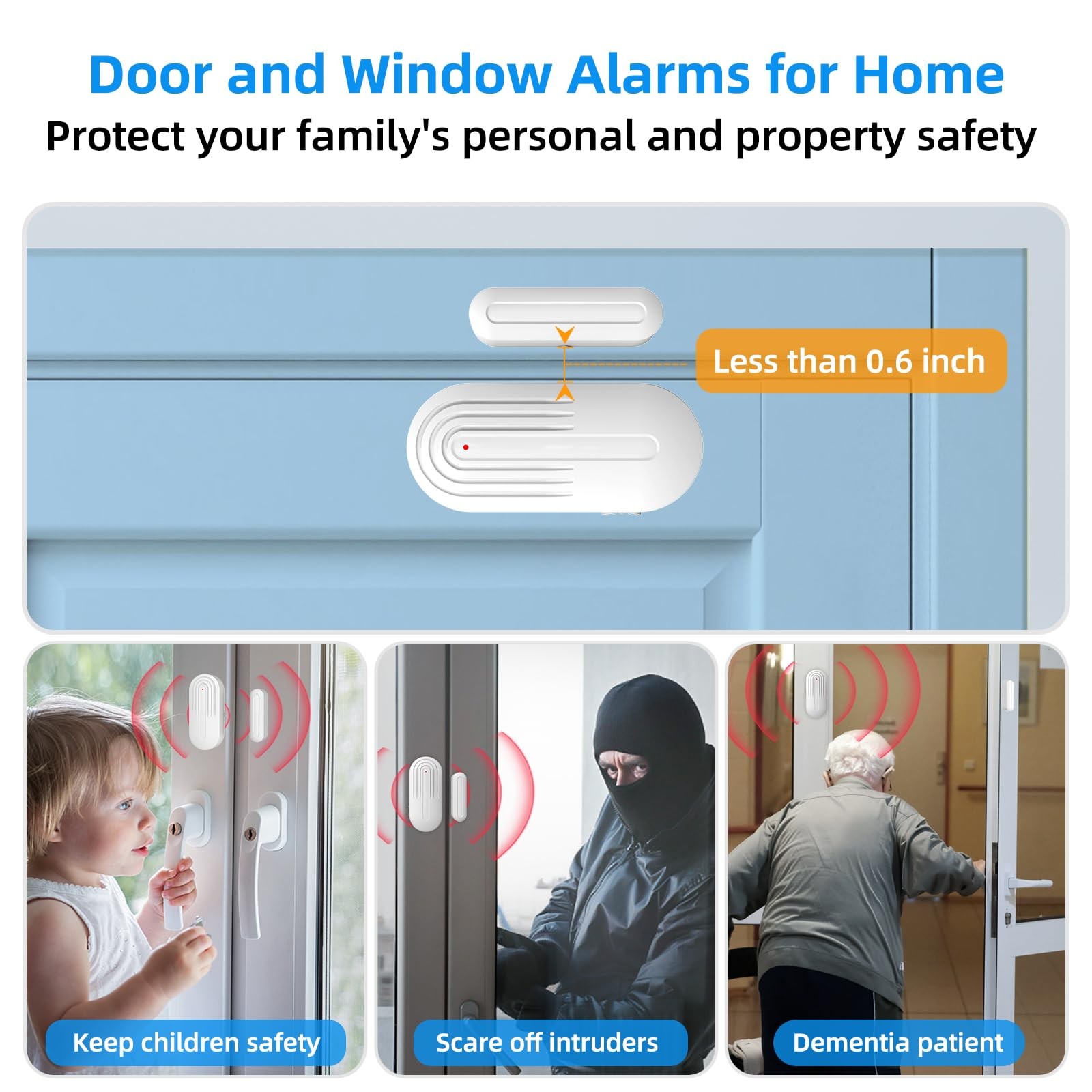 Daytech Wireless Door Chime, 2 Sensor+2 Receiver, 2 Sensors + 2 Receivers