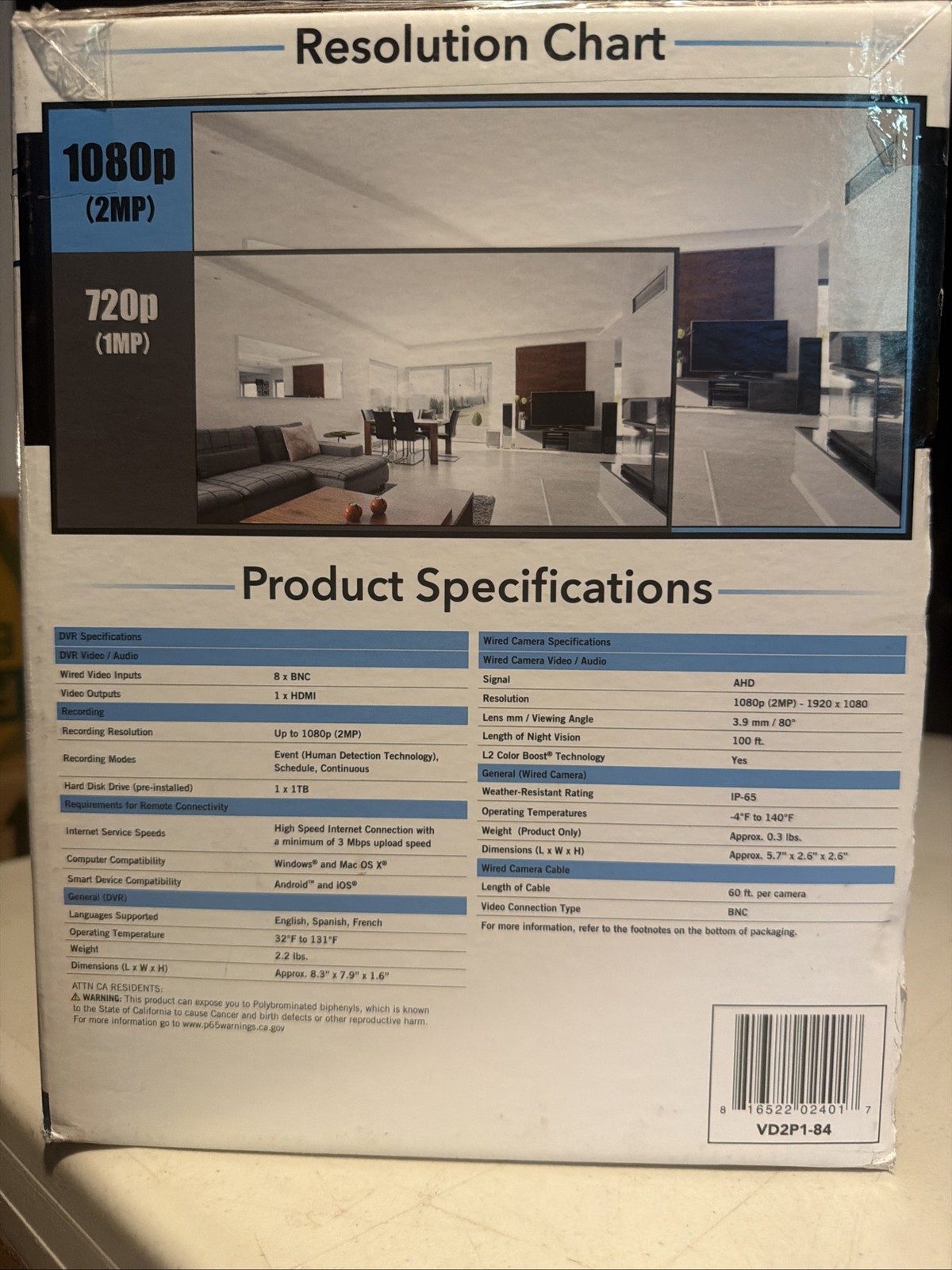 New Night Owl 1080p HD 4 Cameras 1TB 8 Channel Wired Security System Black
