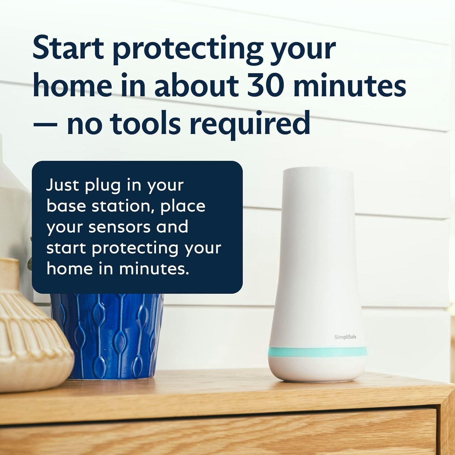SimpliSafe 8 Piece Wireless Home Security System White No Contract Alexa Google