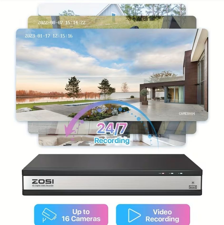 ZOSI 16CH 1080P Security Camera System DVR w/ 2TB HDD Outdoor CCTV Kit NEW