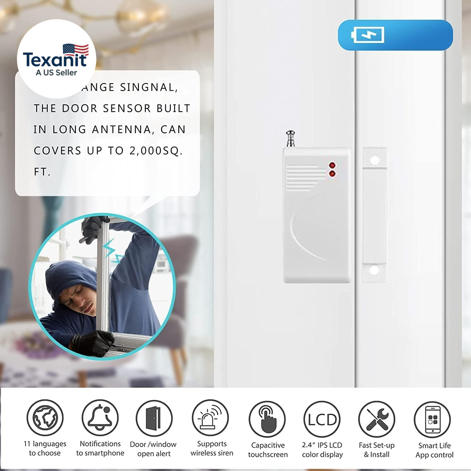 Wifi and 3/4G GSM Home Burglar Security Alarm System Auto Dial with Smart Life a