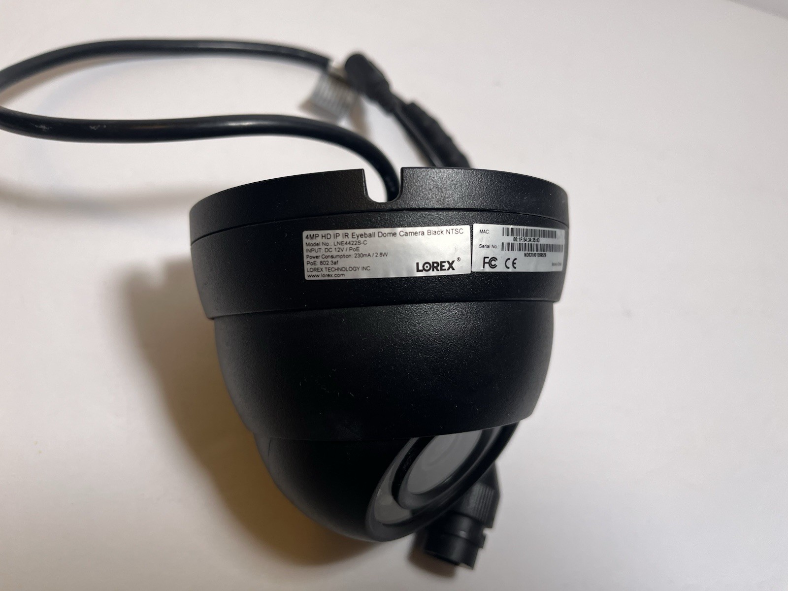 Lorex LNE4422S-C 4MP HD IP IR Eyeball Dome Camera Black NTSC