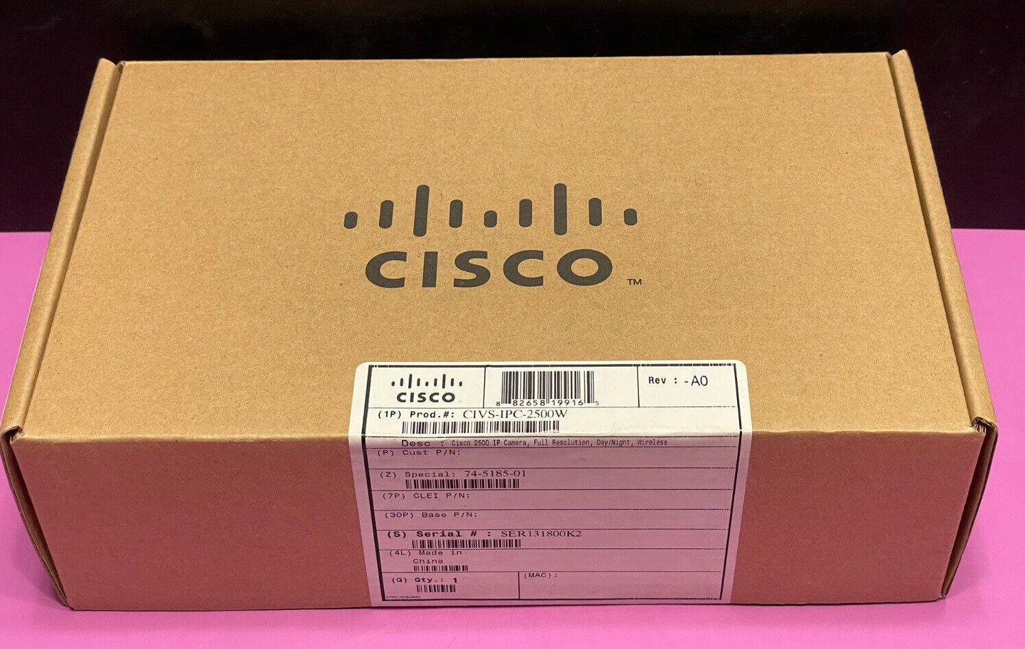 Cisco 2500 IP Camera – CIVS-IPC-2500W – Full Resolution, Day/Night, Wireless NEW