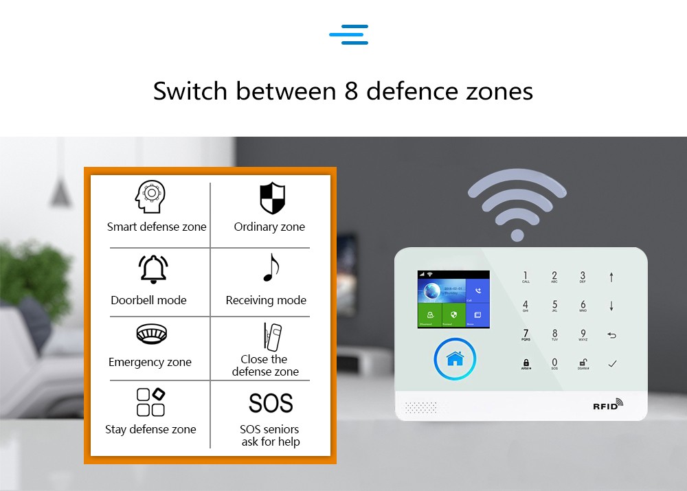 V05 Tuya APP WiFi 4G/3G Wireless Home Security Alarm Burglar System+RFID Access
