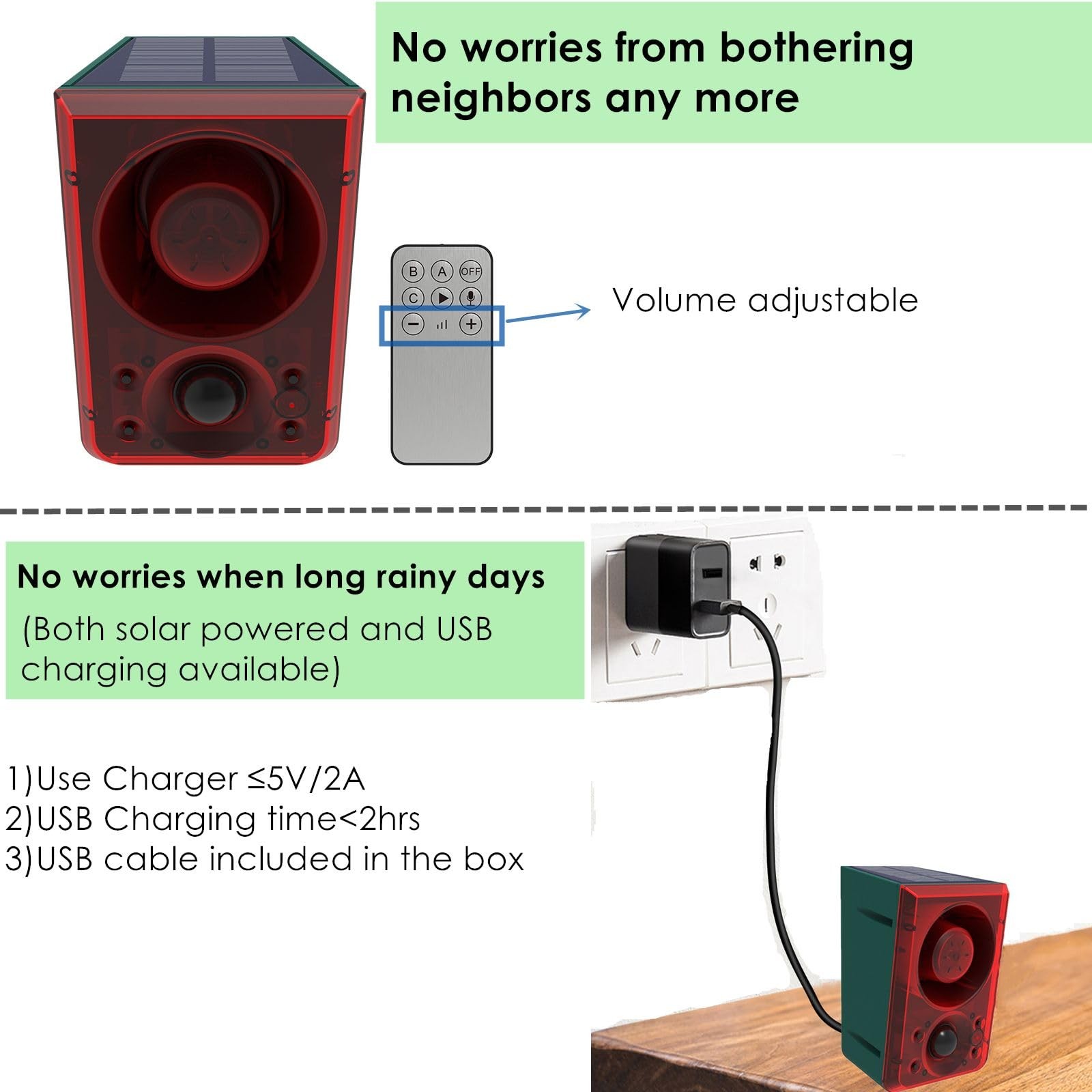 2pack Solar Outdoor Motion Sensor Alarm-Dog Barking or Gunshot Sound,Support …