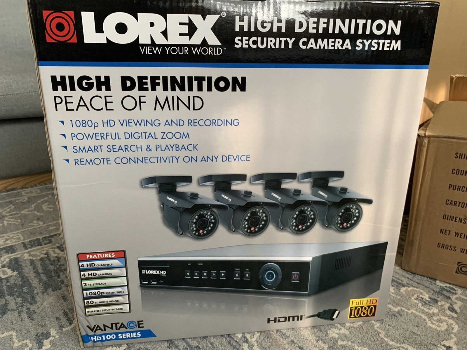 NEW Lorex Vantage HD100 Series 1080p DVR 4 Cameras Nght Vision Ind/Outd+ Monitor