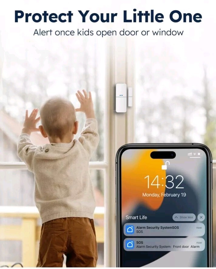 tolviviov WiFi Door Alarm System, Wireless DIY Smart Home Security System