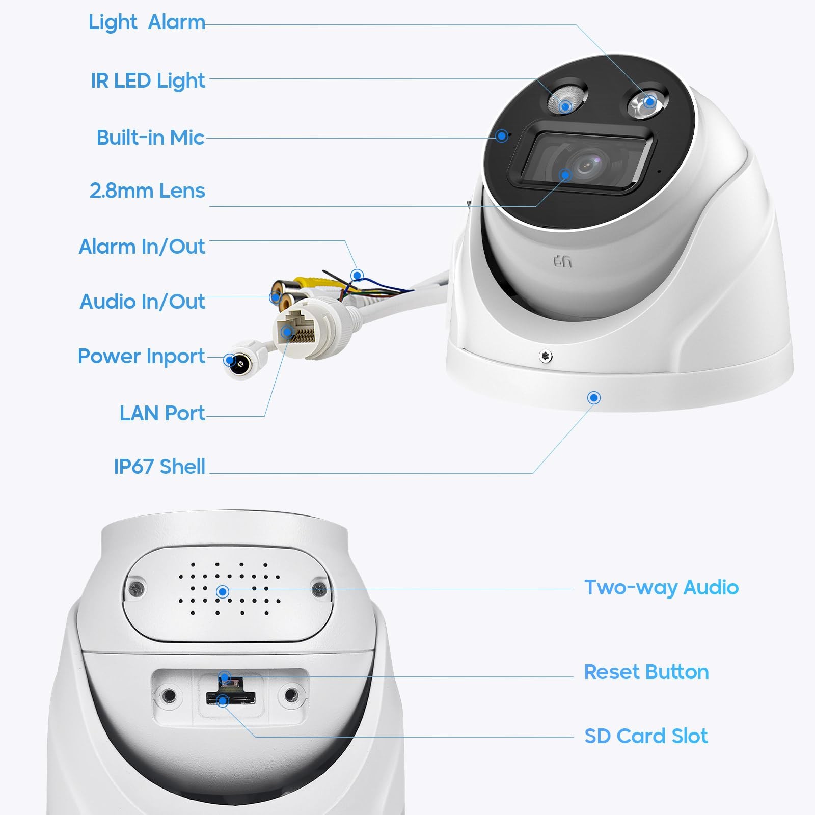UltraHD 8MP Outdoor IP POE Camera, DMSS APP, 4K @30fps, TiOC Active White
