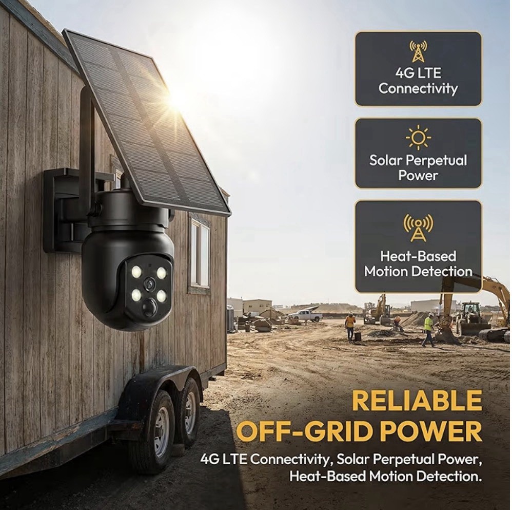 Camera Wireless Outdoor: 2K 360° No WiFi Needed, Solar + 9000 mAh Battery