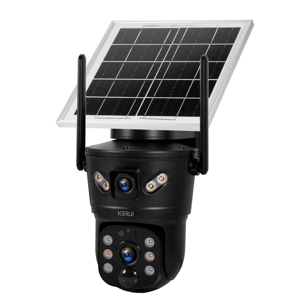 6MP Solar Dual Lens Wireless Security Camera Outdoor WiFi Cam With 128GB SD Card