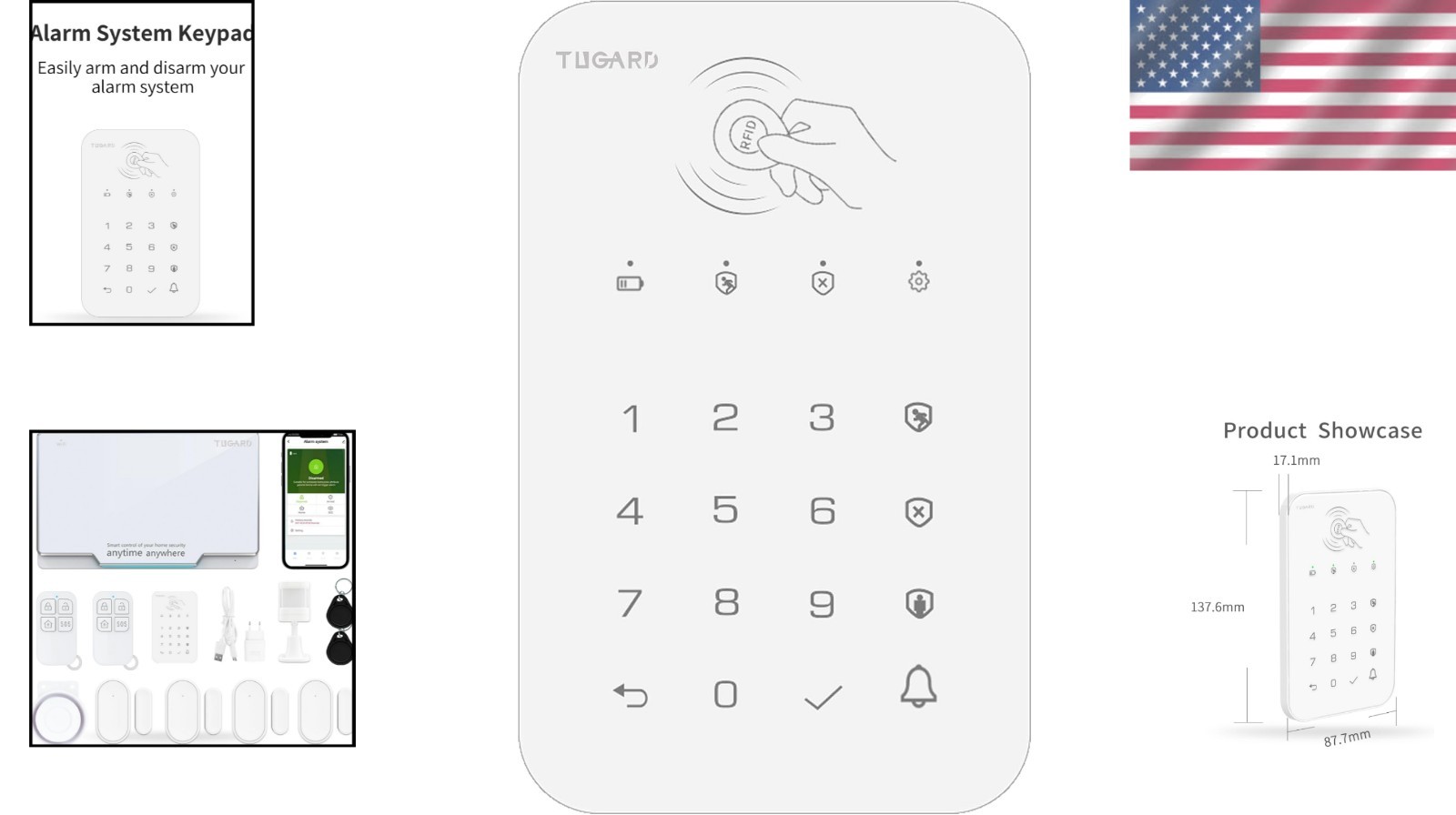 Home Security System Keypad, Wireless WiFi Compatible with Smart Assistants