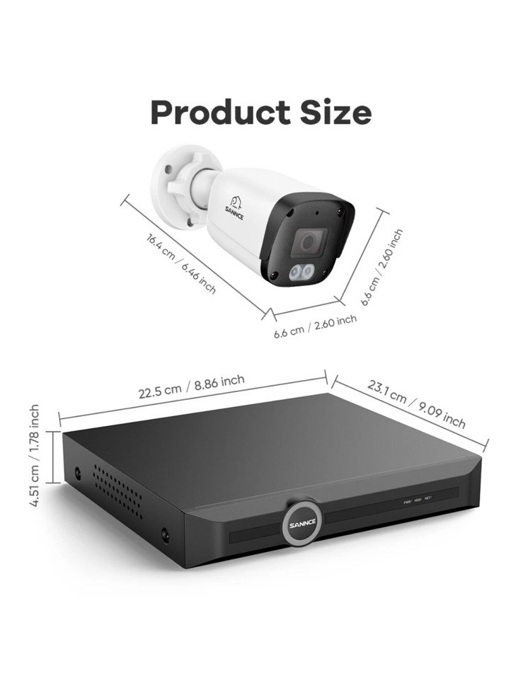 SANNCE 5MP POE Audio Recording Security Camera System 8CH NVR AI Human Detection