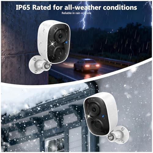 2K Security Camera Wireless Outdoor,Solar Powered WiFi Cameras White – 2 Pack
