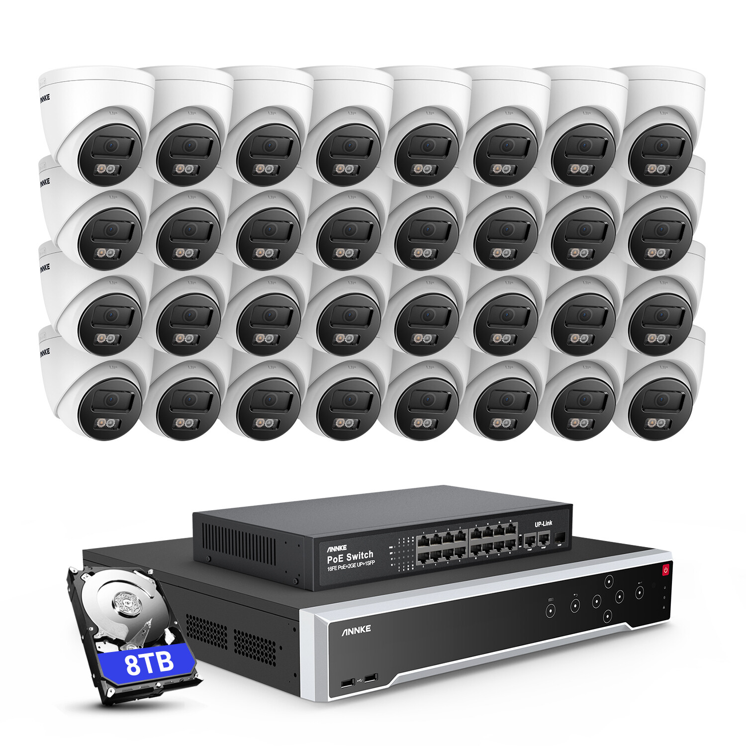 ANNKE 32CH 12MP NVR 4K Audio POE Security Camera System Outdoor Full Color Night