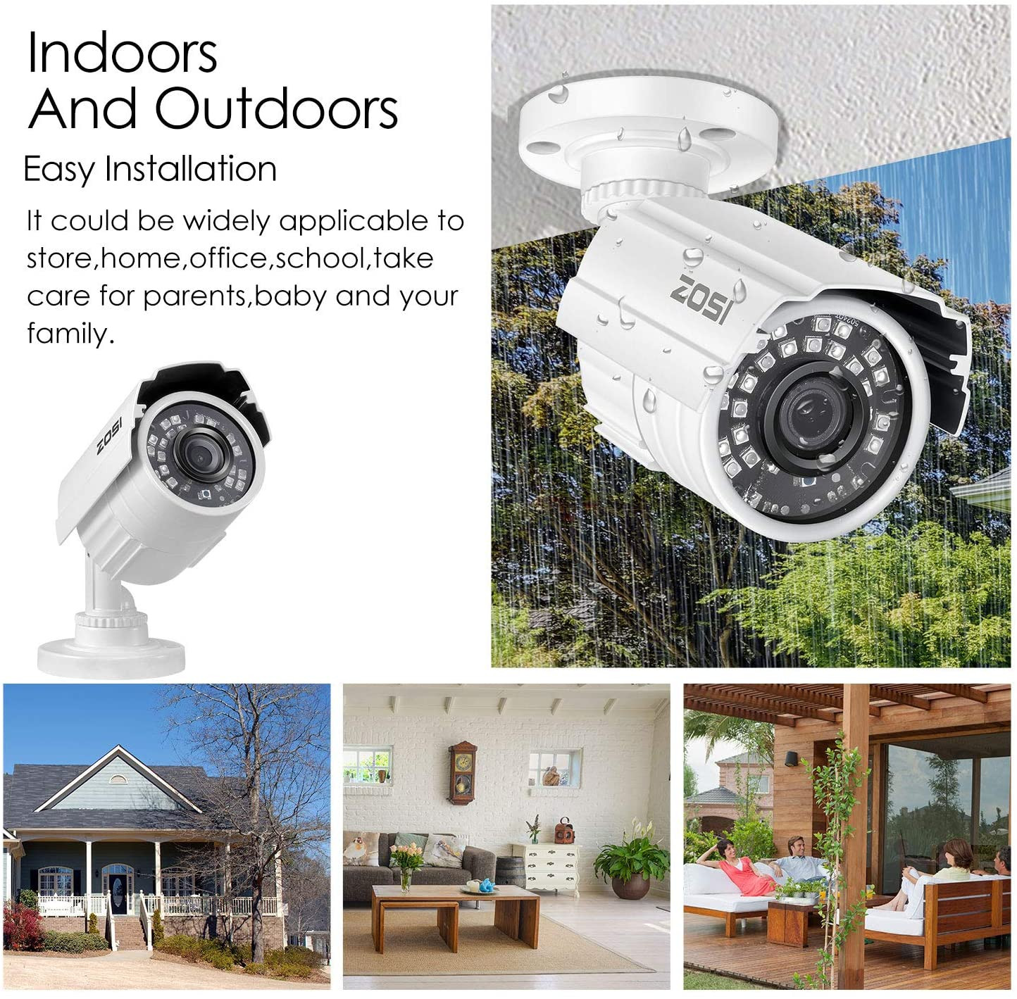 ZOSI 8CH H.265+ 5mp Lite DVR HD 1080p Home Outdoor CCTV Security Camera System