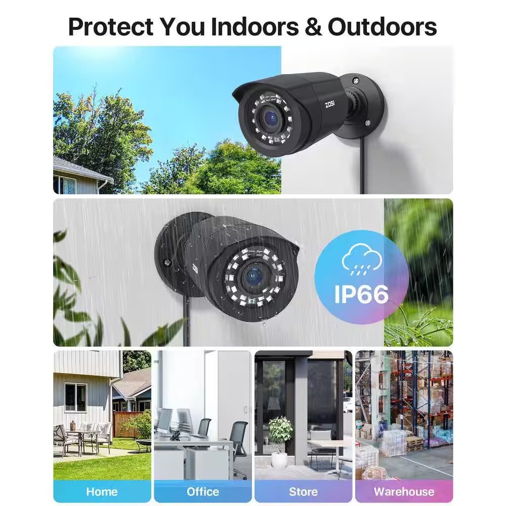 H. 265+ 8 Channel DVR Home Security System with 8-Wired 1080P Full HD Outdoor Bu