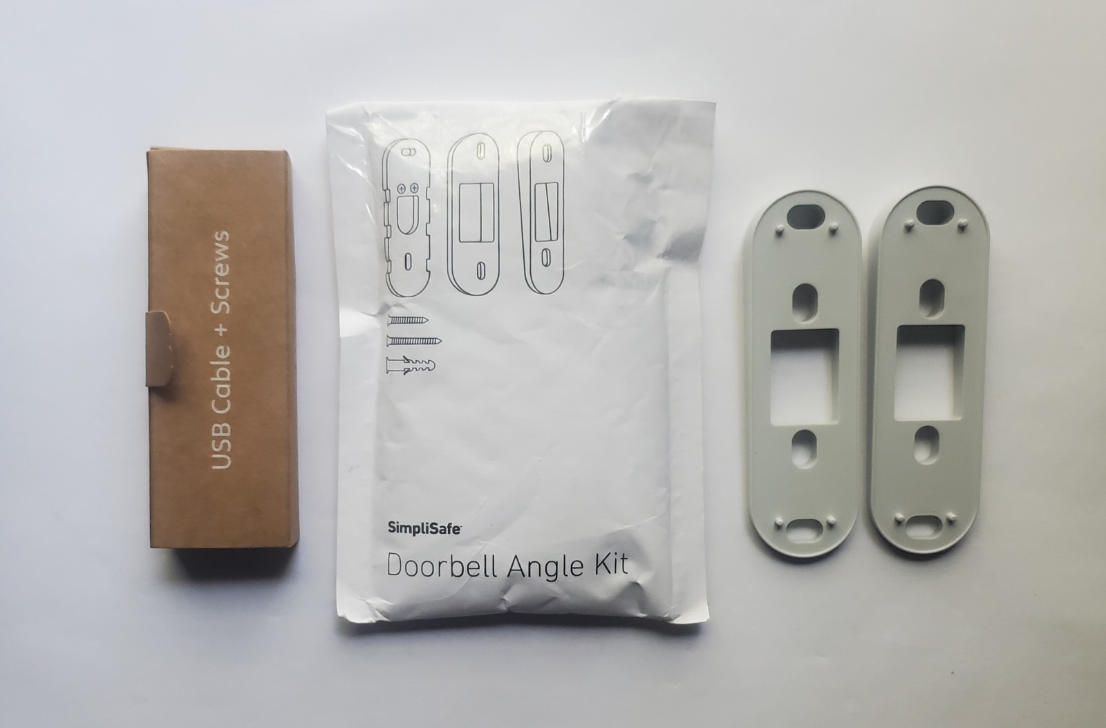 Simplisafe Doorbell Angle Kit SSDBWK3 with USB Cable and Screws Bundle – Gray