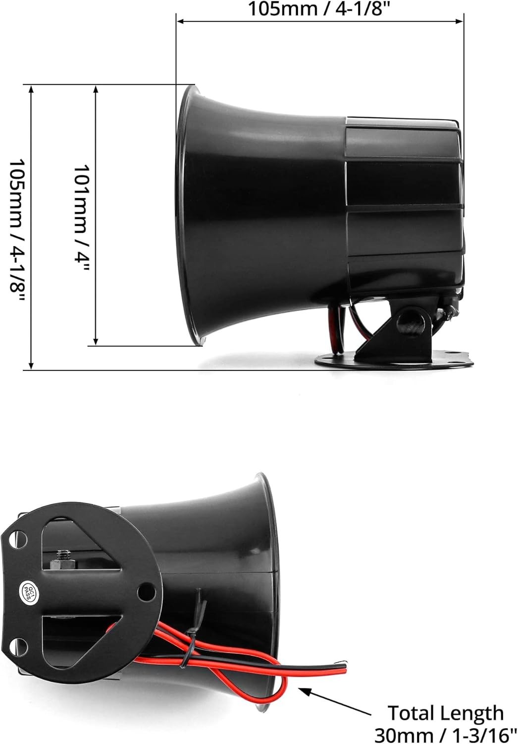 DC 12V Electric Siren Horn 110dB Loud Wired Alarm for Home Security System
