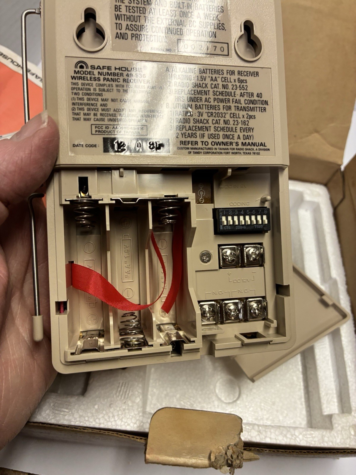 Vintage Safe House Radio Shack Wireless Panic Switch 49-536 New Old Stock Open