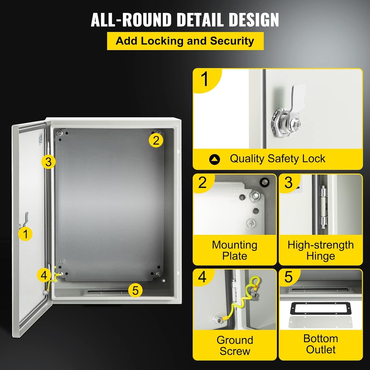 VEVOR Electrical Enclosure Box, 16” ×12” 16×12x 6, Gray white(RAL7035)