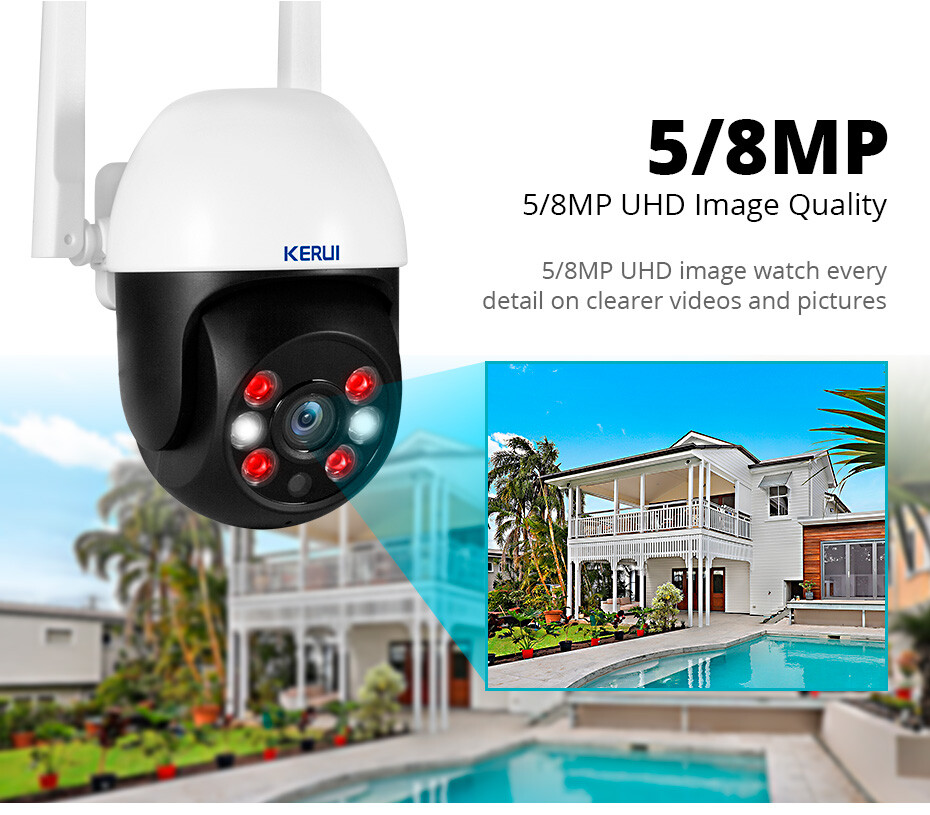 KERUI 5MP 8MP 4K PTZ WiFi IP Wireless Camera Tuya Smart Outdoor Home Security