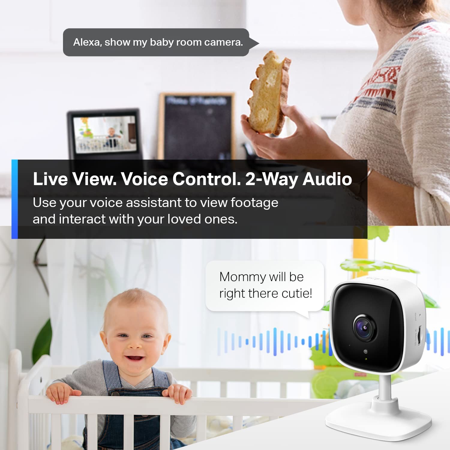 Tapo 2K Indoor Security Camera for Baby Monitor, Dog 1-Pack, White