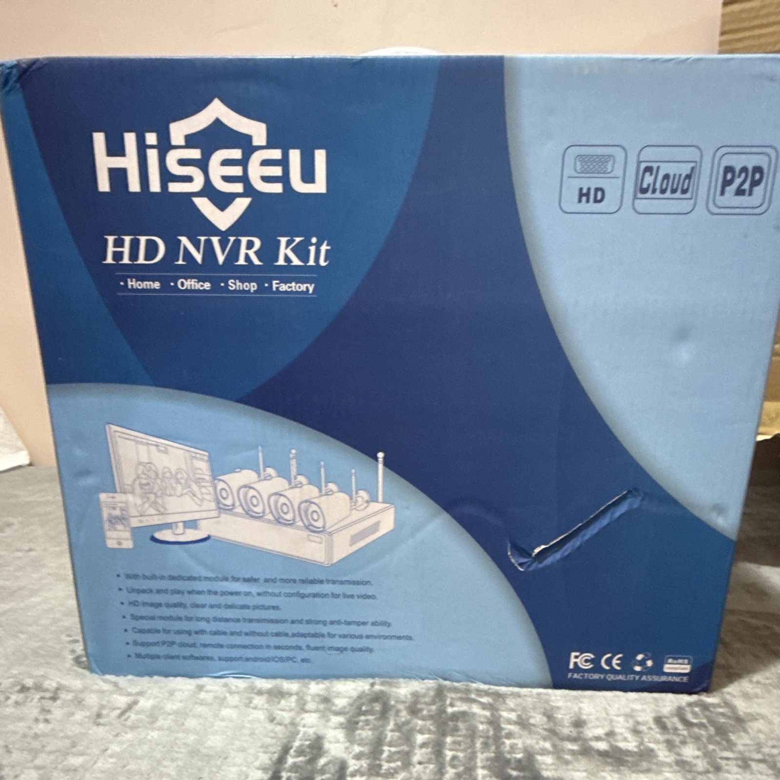 Hiseeu WK-4HB612-AT HD NVR Kit 4-Cam Wired 1TB P2P Cloud Indoor/Outdoor