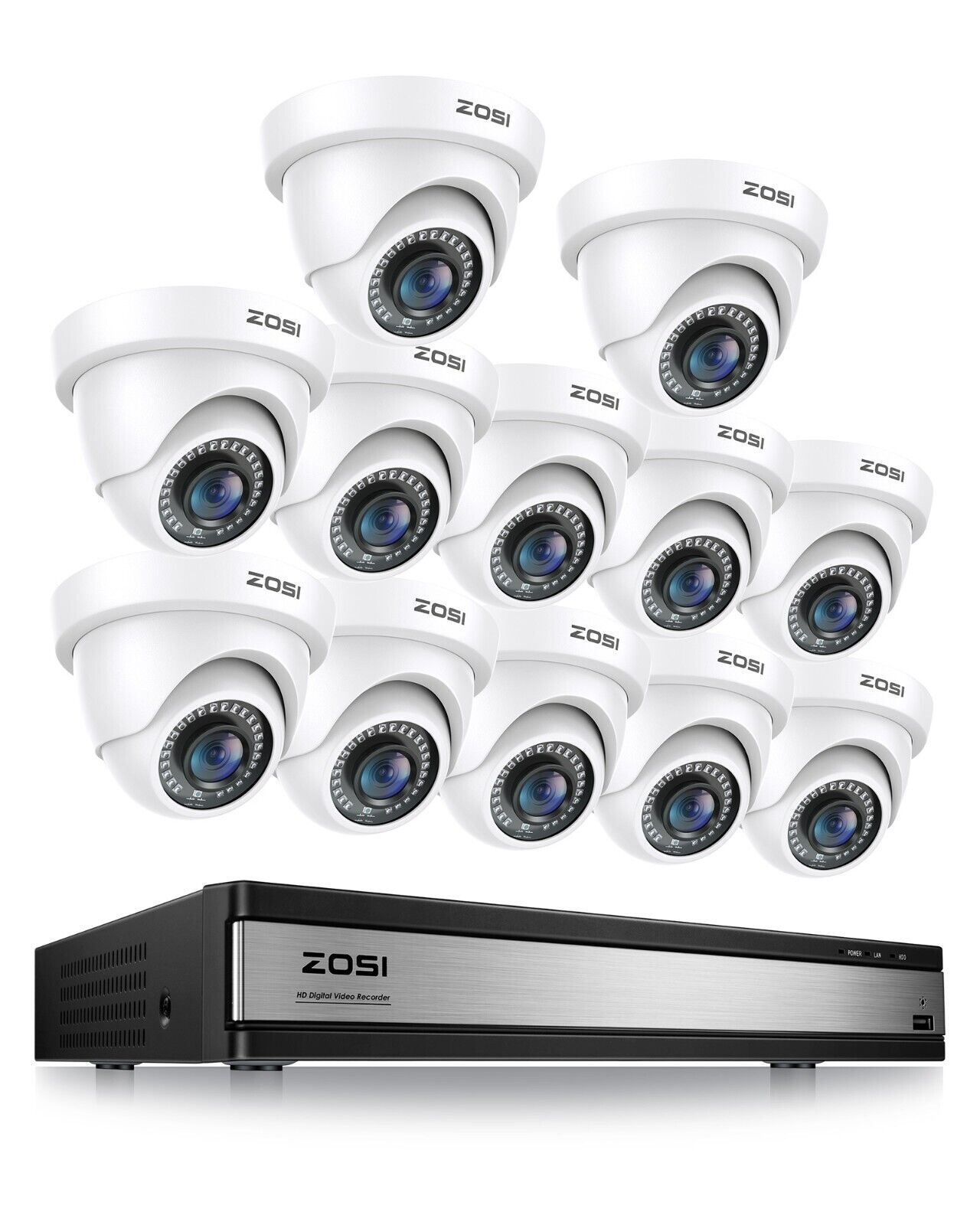 ZOSI 16 Channel Lite DVR 1080P Security Home Camera System CCTV Outdoor 90° View