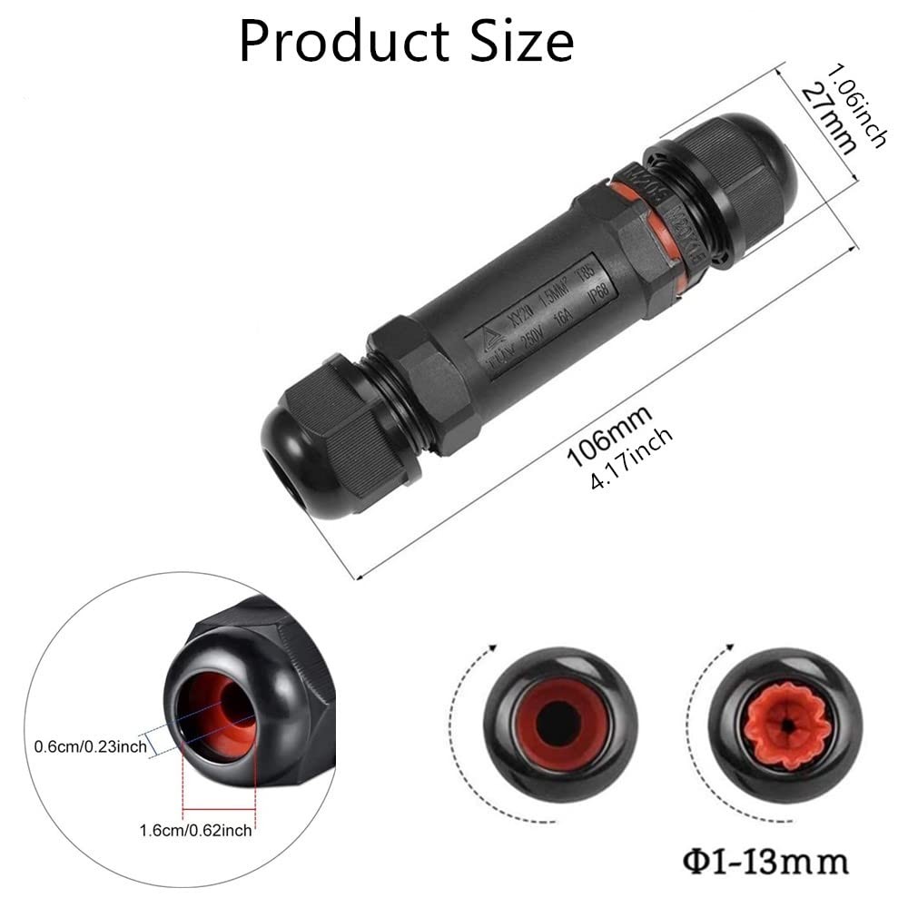 Cable Connector Waterproof IP68 3-Pole for 1-13 mm IP68Ø1-13MM